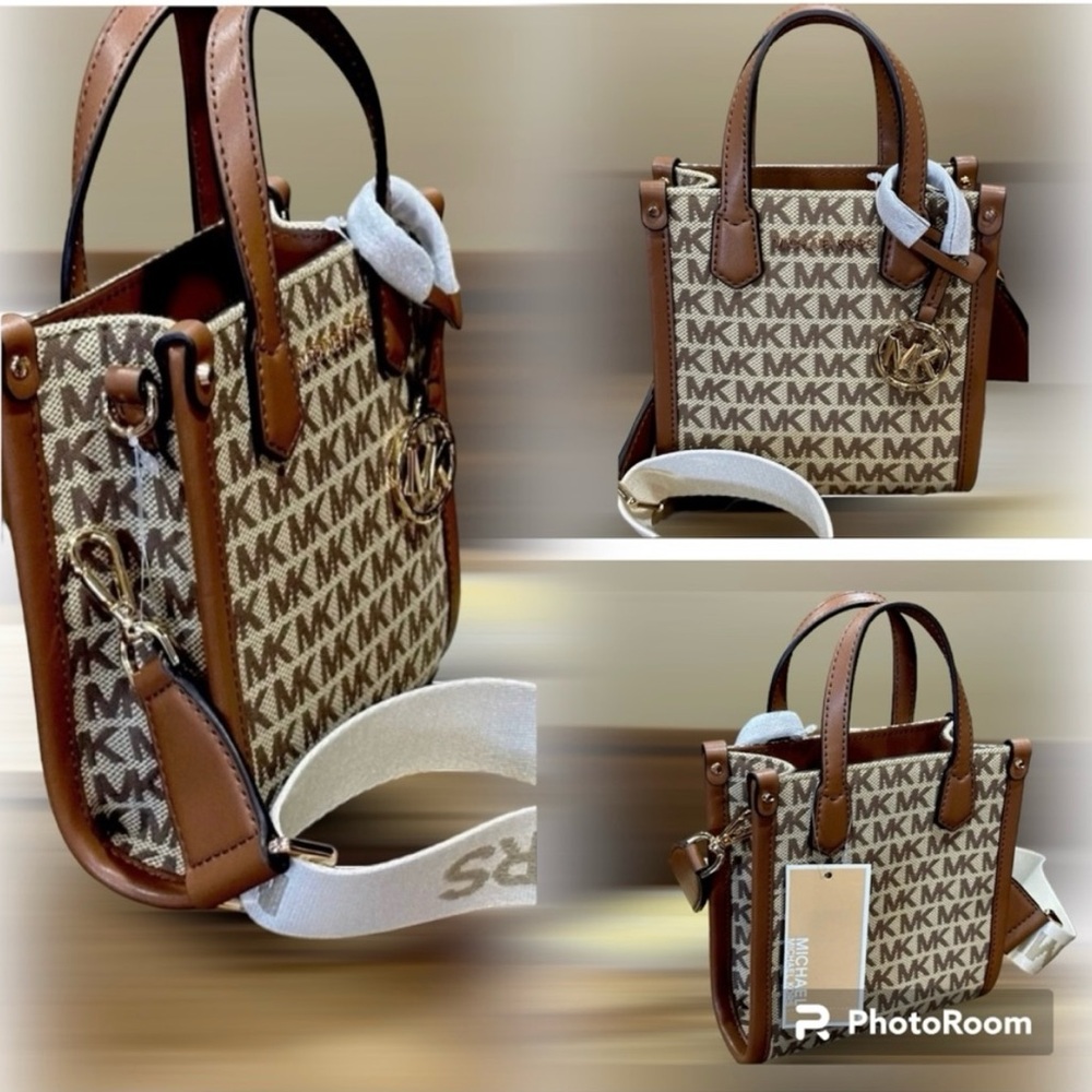 Michael Kors Monogram Crossbody in Brown and Tan